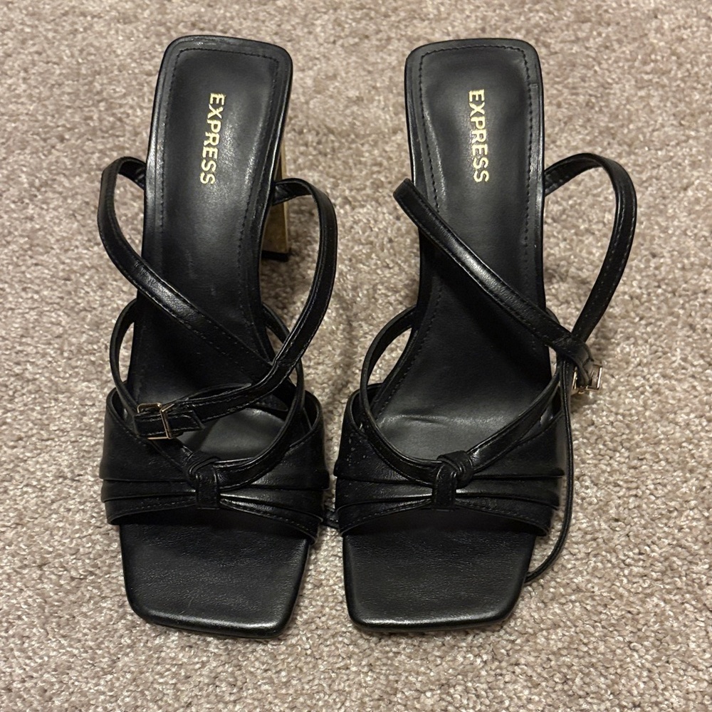 Express Elegant Black Strappy Heels